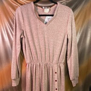 Vintage 1980’s maroon heather sweater dress button detail 40”chest 36” waist 202
